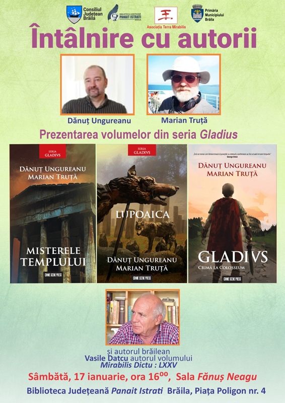 Scriitori contemporani și lumi antice, într-un eveniment literar special, organizat de Biblioteca Județeană Brăila
