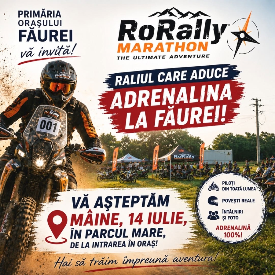 Motoare, adrenalină, spectacol la RoRallyMarathon-ul din orașul Făurei