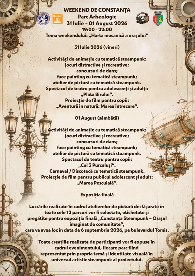 Parcul Arheologic din Constanța găzduiește în weekend o ediție cu tematică steampunk a proiectului “Weekend de Constanța”