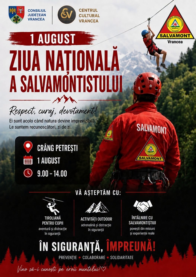 Ziua Națională a Salvamontistului sărbătorită la Crâng Petrești prin demonstrații și activități dedicate publicului