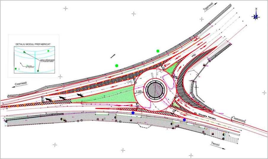 Atenție șoferi! Lucrări de modernizare a intersecției dintre Centura Tecuci și str. Ghe. Petrașcu