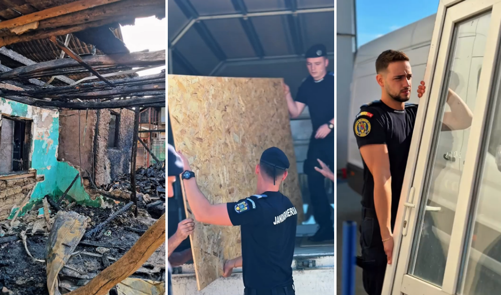 Jandarmii buzoieni au sărit în ajutorul unei familii care și-a pierdut casa într-un incendiu