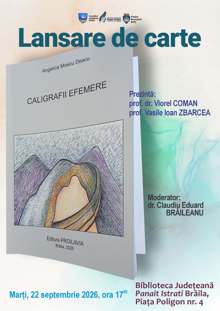 Invitație la lansarea volumului de poezie “Caligrafii Efemere”, semnat de Angelica Moscu Deacu